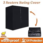 Strong Camel 3 Seater Patio Canopy Swing Cover - Outdoor Furniture Porch Waterproof Protector Zipper Closure (Black)