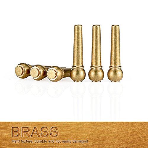 IRICH 6Pcs Guitar Bridge Pins, Brass Endpin with Guitar Bridge Endpin, 1Pcs Replacement Parts for Guitar