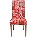 misaya Stretch Spandex Dining Room Chair Cover Removable Washable Chair Protector Flowers Painting Stool Seat Slipcover, Set of 4, Merry Christmas
