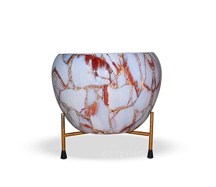 O2 Living Designer Indoor Plant Pots with Stand - Decorative Pots for Indoor Plants Rust Free Metal Plant Pots for Living Room, Balcony and Garden