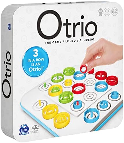 Marbles OTRIO – Nueva edición del juego de mesa estratégico para la familia – Alinea los peones en una versión modernizada del Morpion en forma de juego de mesa – Multijugador – Juego infantil de 8