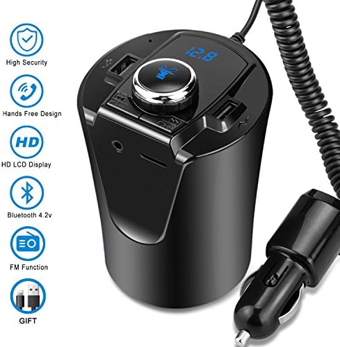 Wireless Bluetooth FM Transmitter MP3 USB Car Radio Aux Bluetooth Adapter Receiver for Car Phone iPhone Charging  Hands-Free Calling Black