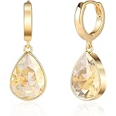 Crystals Teardrop Dangle Drop Earrings, 18K Gold Plated Hoop Earrings Zirconia Jewelry for Women Gifts
