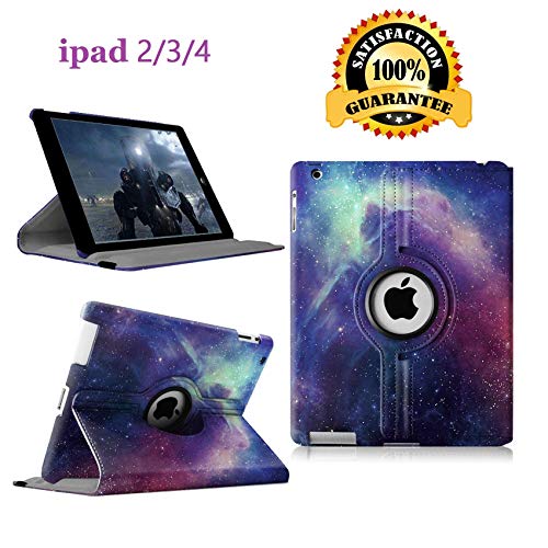 Newraturner iPad 2/3/4 Case - 360 Degree Rotating Stand Smart Case Protective Cover with Auto Wake Up/Sleep Feature for Apple iPad 4, iPad 3 & iPad 2 (Galaxy)
