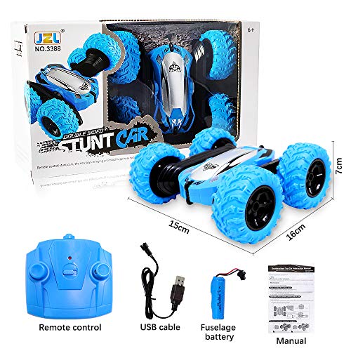 RC Cars Stunt Car Toys for Kids, 4WD Off Road Vehicle Double Sided Rotation Thumbling 360Â°Spin Flips - 2.4GHz Remote Control High Speed Rock Crawler Vehicle with Headlights for Boys Birthday Gifts