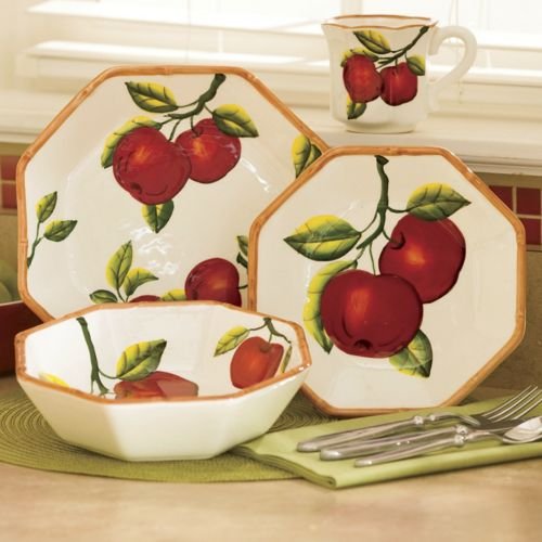 Tuscany Apple 16 Piece Dinnerware Set Kitchen Storage And