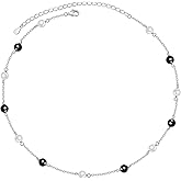 S925 Sterling Silver Choker Pearl Black Clavicle Dainty Short Pendant Necklace for Women Jewelry