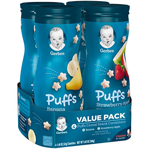 Gerber Puffs Cereal Snack, Banana and Strawberry Apple, 4 Count