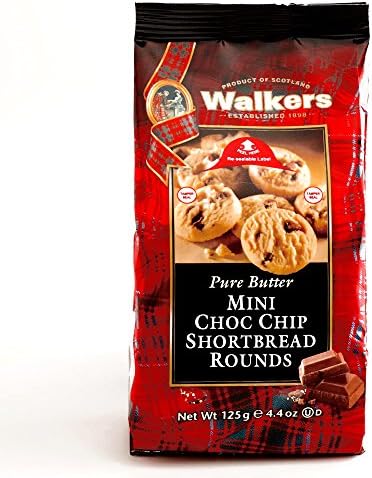 Walkers Mini Chocolate Chip Shortbread Rounds 4.4 oz each (4 Items Per Order)