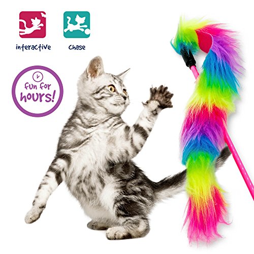 Pet Craft Supply Cat Toy Set - Multi Color Rainbow cat accessories - cat supplies - kitty toys - cat plush toy pack - cat wand catnip mice value pack set of 15 toys