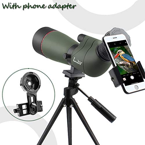 LANDOVE Upgrade Prism Spotting Scope - 20-60X65mm BAK4 Waterproof Angled Spotting Scope with Tripod and Smartphone Holder for Target Shooting Bird Watching Hunting Archery Wildlife Observing - Thumbnail 4
