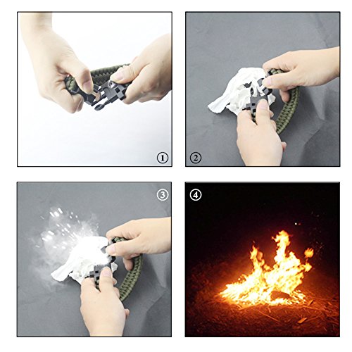 OSOPOLA Survival Paracord Bracelet Life Saving Tools Pope Waterproof Luminous Watch Whistle Emergency Knife Fire Starter Scraper Compass Thermograph Camping Hiking Diving - Thumbnail 4