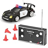 Joyin Toy RC Remote Radio Control Mini Micro Racing Police Car Pocket Race Car Toy with LED Light and Siren Sound