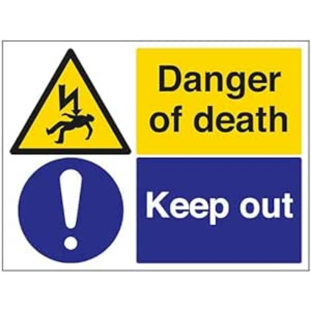 V Safety Danger Of Death/Keep Out - 800x600mm 3mm Aluminium Composite Safety Sign