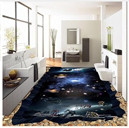 3d Wallpaper Floor Pvc Mural Cosmic Earth 3d Flooring Thickened