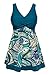 MiYang Women's Plus Size Printing Padded High Waist Swimdress Blue and Green US 3X (20W-22W)