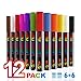 Chalk Markers, Blusmart 12 pack Colorful Erasable Glass Window Pens with 40 Chalkboard Labels, Reversible Tips 6mm+3mm, Children Friendly