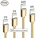 Miger Fast Charge Cable 4Pack 1Ft/3Ft/6Ft/10Ft Nylon Braided MFi Certified - 8 pins Connector Cables Compatible with iPhone X / 8/8 Plus / 7/7 Plus / 6 / 6s Plus / 5s / 5, iPad Mini / 4/3 (Gold)