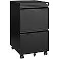 MIIIKO 2 Drawer File Cabinet on Wheels, Home Office Mobile Under Desk with Lock, Vertical Files Drawers for Legal/Letter/A4,Fully Assembled
