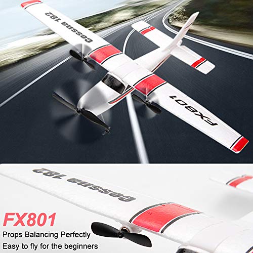 RC Airplane FX801 RC Plane 2.4Ghz 2CH 6-Axis Gyro DIY EPP Remote Control Airplane Easy to Fly Glider 310mm Wingspan with 3pack of Batteries