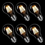 LIGHTSTORY LED Edison Bulb A19, E26 Base 2700K Non-dimmable Filament LED Bulb, 6W=60W (6 Pack)