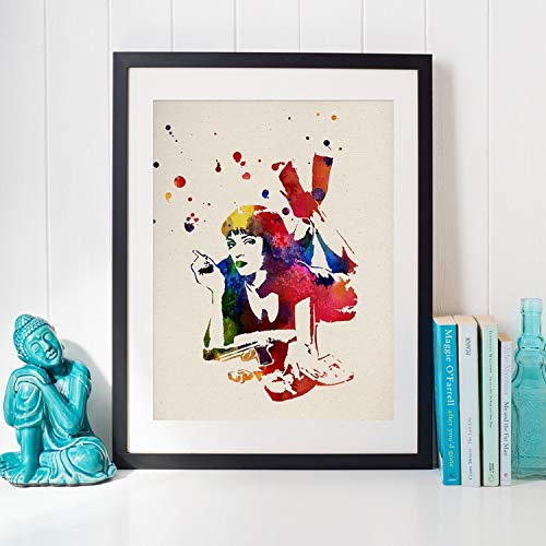 Nacnic Poster Pulp Fiction 2 watercolor design. Mix with watercolor style sheets for interior decoration. A4 size