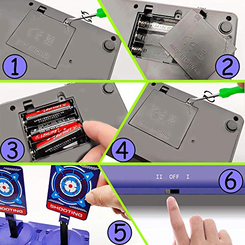 Cible Nerf Electronique, Cible de Scores de Réinitialisation Automatique avec 1 Pistolet 40 Fléchettes Mousse et 1 Bandes de Poignet, D\'effet Sonore intelligent, Jouet de tir Cadeau Garçons 5 - 12 Ans