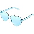 Maxdot Heart Shape Sunglasses Rimless Transparent Heart Glasses Colorful Party Favors