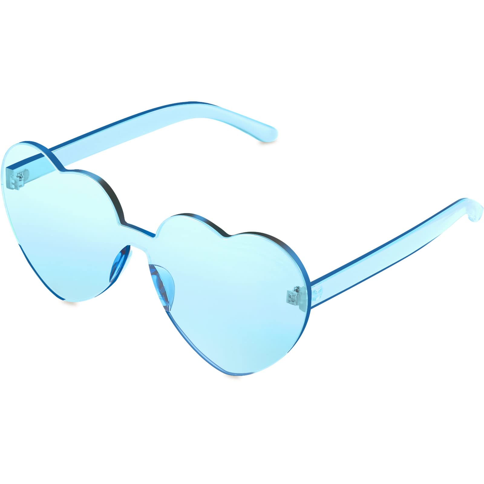 Photo 1 of Maxdot Heart Shape Sunglasses Rimless Transparent Heart Glasses Colorful Party Favors (Light Blue)