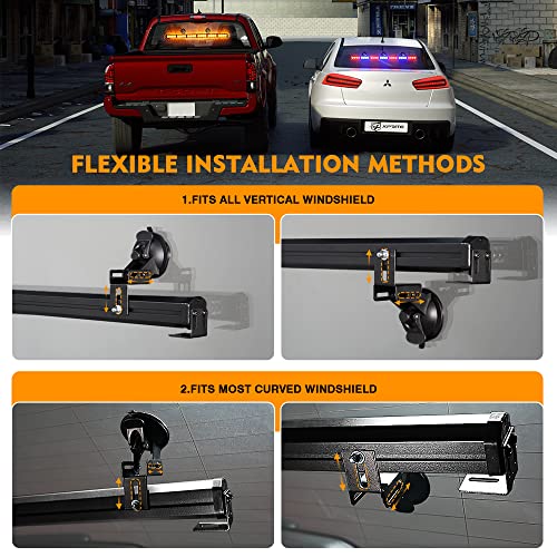 Xprite 31.5″ 28 LED Windshield Strobe Light Bar – Emergency Warning Traffic Advisor, 12V