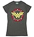 Ladies Charcoal Marl Wonder Woman Circle Logo T Shirt, Medium