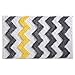 mDesign Bathroom Shower Accessory Set - Includes Polyester Chevron Fabric Shower Curtain, Microfiber Bathroom Accent Rug, Plastic Wastebasket - Set of 3, Gray/Yellow/White