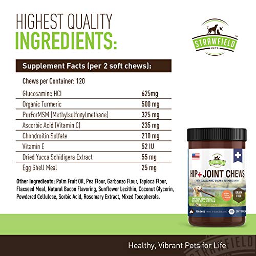 image for Strawfield Pets Glucosamine for Dogs - Dog Joint Supplement Chews, Glu