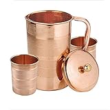 Zap Impex Pure Copper Luxury Jug with 2 glass jars Accessories Good Health Healing, capacity 1600 ml
