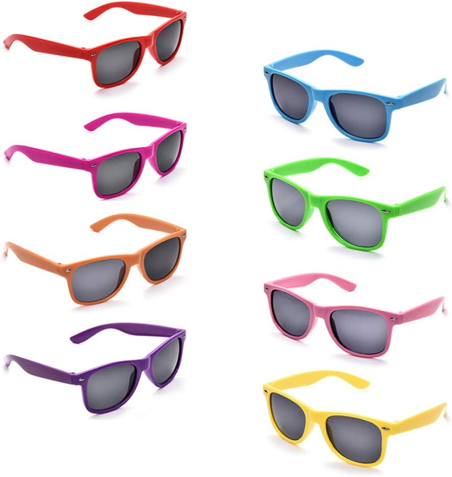 Neon Colors Party Favor Supplies Unisex Sunglasses Pack of 8 for Kids (8 Pack Mix): Health & Personal Care