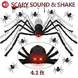 LetsFunny Spider Decorations Giant Scary Halloween Spider, Fake Large Hairy Poseable Props Outdoor Decor Yard Spiders for Halloween Decorations, with 10 Little Spiders(Not Include Web)