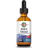 KAL Vitamin B-6 B-12 Folic Acid DropIns, Liquid Vitamin B Supplement Drops, Heart Health, Energy, Red Blood Cell Support with Methyl B12 and Methyl Folate, Natural Mixed Berry Flavor, 59 Servings, 2oz