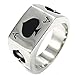 JAJAFOOK Men's Stainless Steel Ring, Poker Spade Ace, Black Silver,Sizes 7-14