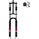 CDHPOWER 29" Bike Suspension Fork Black 1-1/8" Threadless | Double Shoulder Aluminum 28.6mm Straight Tube, Triple Tree, Disc Brake