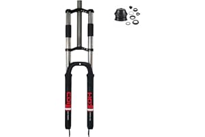 CDHPOWER Bike Suspension Fork 26"/29" w/1-1/8 Headset Combo, Double Shoulder, Triple Tree, 28.6mm Threadless Straight Tube, Disc Brake,Black Bicycle Forks