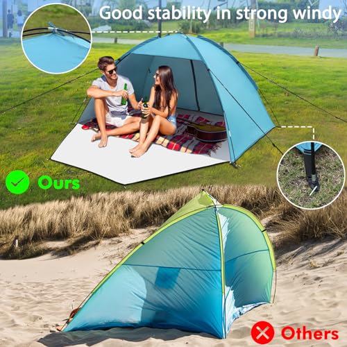 Beach Shelter, UV Protection 50+ Family Tent, XXL Beach Shelter, Front and Back Door with Zip, Privacy Screen, Ventilation, Wind Protection, Sun Protection, Beach Tent, Small Pack Size for Beach