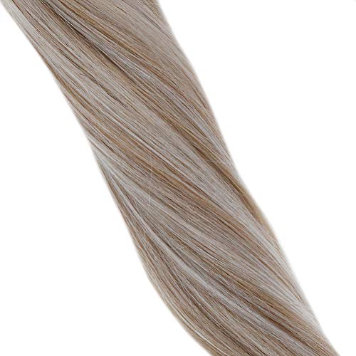LaaVoo 12" Short Wrap Pony Tail Human Hair Extensions in Color Ash Blonde Mixed Bleach Blonde Remy Brazilian One Piece Ponytail Hair 70g
