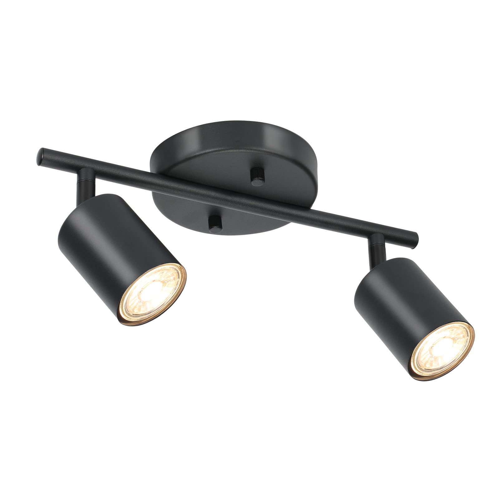 Photo 1 of BoostArea LED 2 Light Track Lighting Kit, Black 2 Way Ceiling Spot Lighting, Flexibly Rotatable Light Head for Kitchen, Living Room, Bedroom, GU10 Bulb Not Included