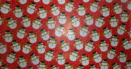 Trim A Home Festive Christmas Wrapping Paper 12 YD x 2.5 FT. 90 SQ FT. 1 Roll Red Paper With Snowman Wearing Top Hat Wrapping Paper