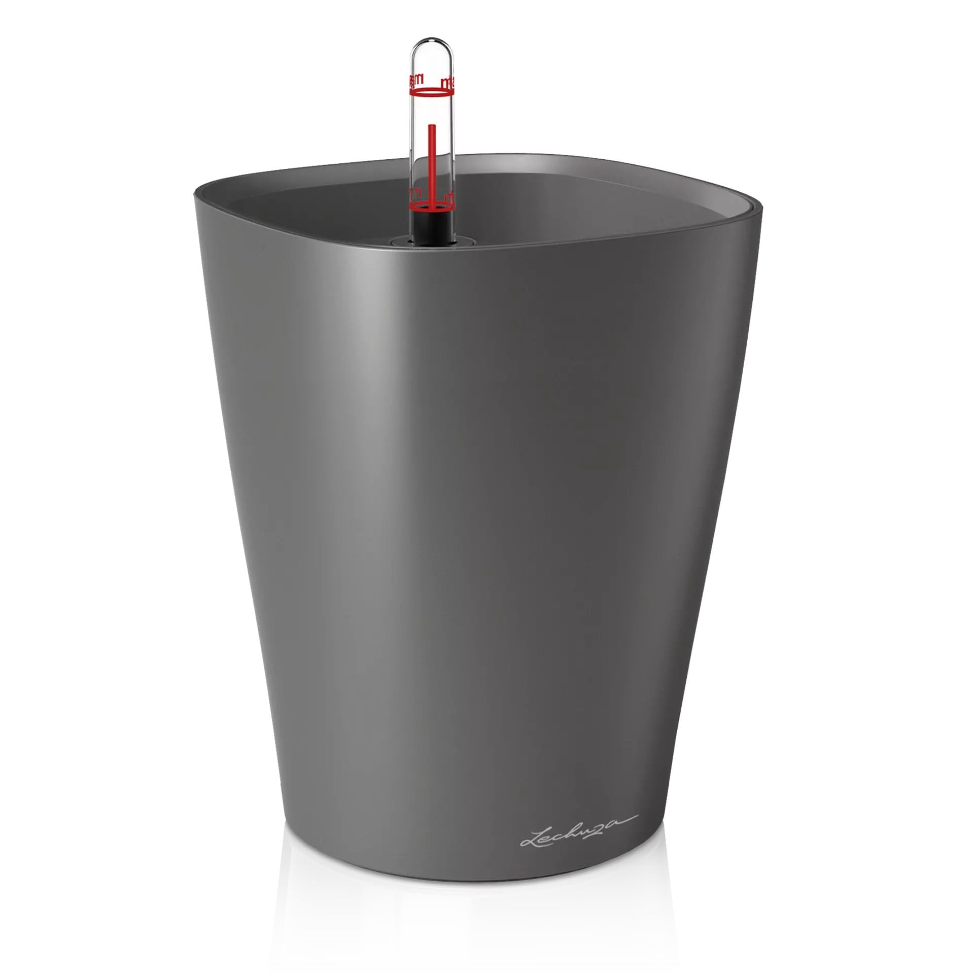 LECHUZA Self Watering Plant Pot DELTINI Small Plastic Indoor Plant Pot without Drainage Hole D14 H18 cm Charcoal Metallic