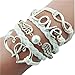Willsa Fashion Double Love Hearts Design Faux Leather Cute Charm Bracelet Silver