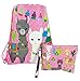 Llamas Drawstring Backpack with Wristlet 2 Piece Set Travel Gym Cheer (Pink)