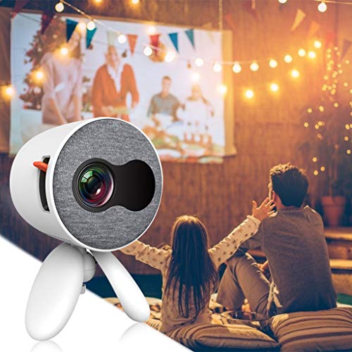 Mini Projector, Video Projector Support USB HDMI SD AV for Home Theater Movie Game (White)