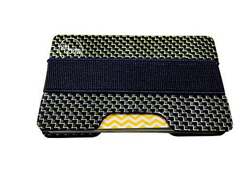 Carbon Fiber Glossy Money Clip Credit Card MGCFTan Business Card Holder 2 Plates Gold