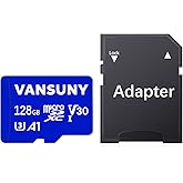 Vansuny 128GB Micro SD Card, Ultra Micro SDXC Memory Card with SD Adapter, 100MB/s, C10, U3, A1, V30, Full HD, 4K UHD, High S